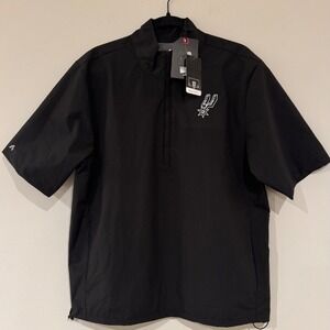 Antigua NBA San Antonio Spurs Black Brisk Quarter-Zip Windbreaker, Men's M,‎ NWT